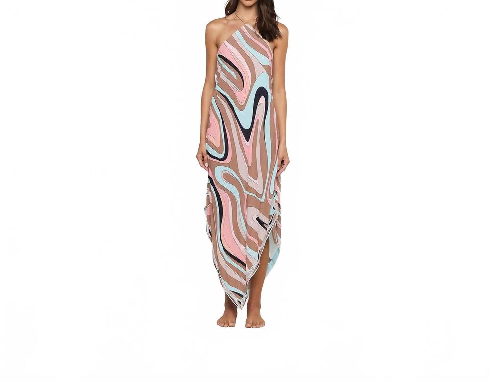 NEW L'AGENCE elise dress in multi abstract swirl